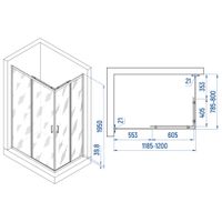 Товар: Душевой уголок INRAIN VIN-040 / 80х120х195 / Прямоуг. / Хром / Прозрачное / 6 мм - фото 4 Душевой уголок INRAIN VIN-040 / 80х120х195 / Прямоуг. / Хром / Прозрачное / 6 мм — фото 4, Прямоугольные душевые уголки