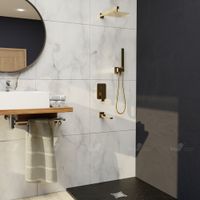 Комплект RGW SP-56-Gb Золото браш (Головной душ/смеситель/ручной душ/излив) — фото 2, Встраиваемые душевые комплекты