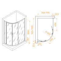 Душевой уголок  80*120*185 RGW PA-61 Асимметрия/Хром/Прозрачное/6 мм (Easy) — фото 3, Асимметричные душевые уголки