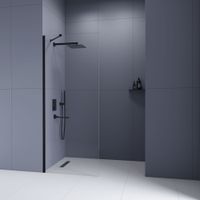 Душевая перегородка INRAIN MONT-110 /  80х195 / Чёрный / Прозрачное / 8 мм — фото 4, Душевые перегородки