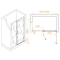 Душевая дверь 120*195 RGW HO-012-B Чёрный/Прозрачное/8 мм — фото 3, Диспенсеры бумажных полотенец