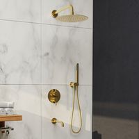 Товар: Комплект RGW SP-55-Gb Золото браш (Головной душ/смеситель/ручной душ/излив) - фото 1 Комплект RGW SP-55-Gb Золото браш (Головной душ/смеситель/ручной душ/излив) — фото 1, Встраиваемые душевые комплекты