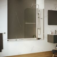 Шторка на ванну 100*150 RGW SC-12 Хром/Прозрачное/6 мм (Easy/без полки) — фото 1, Шторки для ванной распашные