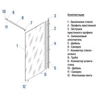 Душевая перегородка INRAIN MONT-002 /  80х195 / Хром / Матовое / 6 мм — фото 4, Душевые перегородки