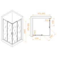 Душевой уголок 100*100*190 RGW PA-31-B Квадрат/Чёрный/Прозрачное/6 мм (Easy) — фото 3, Квадратные душевые уголки