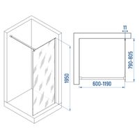 Душевая перегородка INRAIN MONT-002 /  80х195 / Хром / Матовое / 6 мм — фото 5, Душевые перегородки