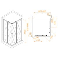 Душевой уголок  90*100*195 RGW PA-246 Прямоуг./хром/Прозрачное/6 мм (Easy) — фото 3, Прямоугольные душевые уголки