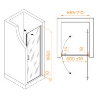 Товар: Душевая дверь 70*195 RGW LE-003 Хром/Матовое/6 мм - фото 2 Душевая дверь 70*195 RGW LE-003 Хром/Матовое/6 мм — фото 2, Душевые двери в нишу