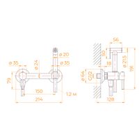 Гигиенический душ со смесителем RGW SP-215-B Черный (Смеситель/шланг/гигиенический душ/) — фото 2, Гигиенические души