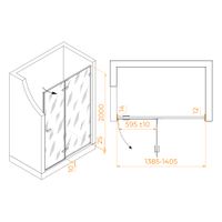 Душевая дверь 140*200 RGW SV-004-Gr Серый/Матовое/8 мм (EasyClean) — фото 2, Распашные душевые двери