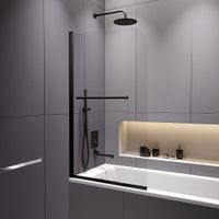 Шторка на ванну  80*140 RGW SC-114-B Чёрный/Прозрачное/6 мм (Easy) — фото 2, Шторки для ванной распашные