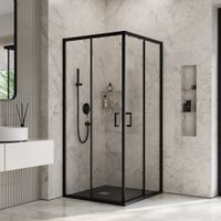 Душевой уголок INRAIN VIN-030 /  90х 90х195 / квадрат / Чёрный / Прозрачное / 6 мм — фото 1, Квадратные душевые уголки