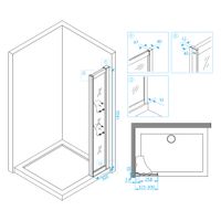 Боковая панель  30*195 RGW Z-42 Хром/Прозрачное/8 мм (доб. панель с полками к НО) (Easy) — фото 2, Боковые стенки