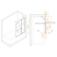 Шторка на ванну 110*150 RGW SC-03 Хром/Прозрачное/8 мм (Easy) — фото 2, Шторки для ванной распашные