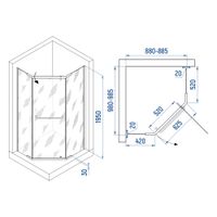 Душевой уголок INRAIN VIN-091 /  90х100х195 / Трапеция ассиметрия / Чёрный / Прозрачное / 6 мм — фото 2, Душевые уголки трапеция