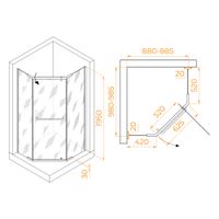 Товар: Душевой уголок 90*100*195 RGW PA-091-B Трапеция/Чёрный/Прозрачное/6 мм (EasyClean) - фото 3 Душевой уголок 90*100*195 RGW PA-091-B Трапеция/Чёрный/Прозрачное/6 мм (EasyClean) — фото 3, Душевые уголки трапеция