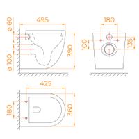 Унитаз подвесной RGW SW-44  белый  (горизонтальный выпуск, с микролифтом) — фото 6, Подвесные унитазы