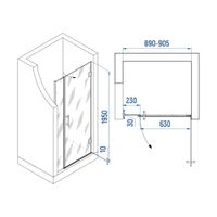 Душевая дверь INRAIN MIT-012 /  90х195 / Чёрный / Прозрачное / 8 мм — фото 1, Распашные душевые двери