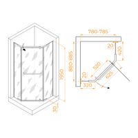 Товар: Душевой уголок 80*90*195 RGW PA-091-B Трапеция/Чёрный/Прозрачное/6 мм (EasyClean) - фото 2 Душевой уголок 80*90*195 RGW PA-091-B Трапеция/Чёрный/Прозрачное/6 мм (EasyClean) — фото 2, Душевые уголки трапеция