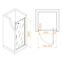 Душевая дверь  80*195 RGW LE-102-B Чёрный/Прозрачное/6 мм — фото 3, Распашные душевые двери