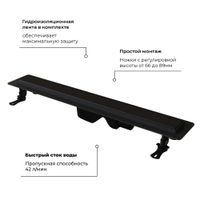 Товар: Душевой лоток прямой INRAIN SRL-31-40 400 Ø 50 мм черный - фото 3 Душевой лоток прямой INRAIN SRL-31-40 400 Ø 50 мм черный — фото 3, Трапы для душа