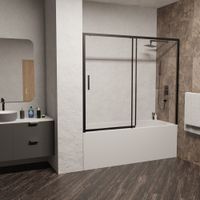 Шторка на ванну 180*150 RGW SC-45-B Чёрный/Прозрачное/6 мм (Easy) — фото 1, Шторки для ванной раздвижные