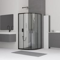 Душевой уголок  80*80*185 RGW CL-53-B Полукруг/Чёрный/Прозрачное/6 мм — фото 1, Душевые уголки четверть круга