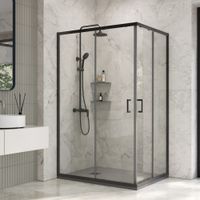 Душевой уголок INRAIN VIN-040 /  90х100х195 / Прямоуг. / Чёрный / Прозрачное / 6 мм — фото 1, Прямоугольные душевые уголки