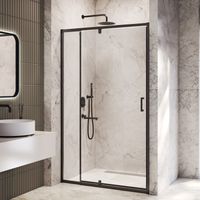 Душевая дверь INRAIN VIN-008 / 100-110х195 / Чёрный / Прозрачное / 6 мм — фото 1, Распашные душевые двери