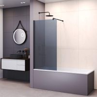 Шторка на ванну 90*150 RGW SC-050-B Чёрный/Тонированное(серое)/6 мм (Easy) — фото 1, Неподвижные шторки для ванной