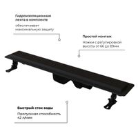 Товар: Душевой лоток прямой INRAIN SRL-30-60 600 Ø 50 мм черный - фото 2 Душевой лоток прямой INRAIN SRL-30-60 600 Ø 50 мм черный — фото 2, Трапы для душа