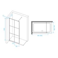 Душевая перегородка 100*195 RGW WA-111 B Чёрный/Прозрачное(Принт)/8 мм (Easy) — фото 3, Душевые перегородки