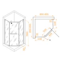 Товар: Душевой уголок 90*90*195 RGW HO-081-B Трапеция/Чёрный/Матовое/8 мм (2 уп.) - фото 3 Душевой уголок 90*90*195 RGW HO-081-B Трапеция/Чёрный/Матовое/8 мм (2 уп.) — фото 3, Душевые уголки трапеция