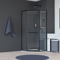 Душевой уголок  90*90*195 RGW HO-084-B Трапеция/Чёрный/Прозрачное/8 мм (2 уп.) — фото 1, Диспенсеры бумажных полотенец