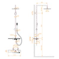 Душевая стойка RGW SP-34-Gb Золото браш Головной душ/Термостат (Ручной душ.Шланг 1,5 м.) — фото 5, Душевые стойки