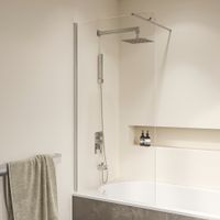 Шторка на ванну INRAIN MC-050 /  90х150 / Хром / Прозрачное / 6 мм — фото 1, Неподвижные шторки для ванной