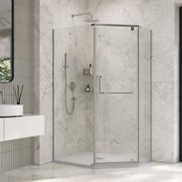 Душевой уголок INRAIN VIN-091 /  80х120х195 / Трапеция ассиметрия / Хром / Прозрачное / 6 мм — фото 1, Душевые уголки трапеция