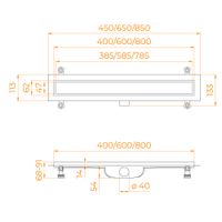 Душевой лоток Drain Leo-11-60 прямой 600 хром Ø 40 мм на ножках, с переходником 40/50 арт-60211160-01 — фото 4, Душевые лотки