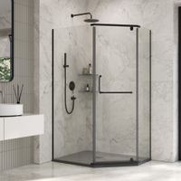 Душевой уголок INRAIN VIN-091 /  90х100х195 / Трапеция ассиметрия / Чёрный / Прозрачное / 6 мм — фото 1, Душевые уголки трапеция