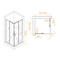Душевой уголок  80*80*190 RGW PA-31-B Квадрат/Чёрный/Прозрачное/6 мм (Easy) — фото 3, Квадратные душевые уголки