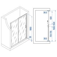 Душевая дверь INRAIN VIN-016 / 150х195 / Хром / Прозрачное / 6 мм — фото 1, Раздвижные душевые двери