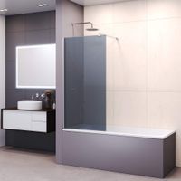 Шторка на ванну 60*150 RGW SC-051 Хром/Тонированное(серое)/8 мм (Easy) — фото 1, Неподвижные шторки для ванной