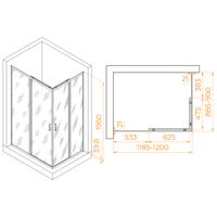 Товар: Душевой уголок 90*120*195 RGW PA-040 Прямоуг./Хром/Матовое/6 мм (Easy) - фото 2 Душевой уголок 90*120*195 RGW PA-040 Прямоуг./Хром/Матовое/6 мм (Easy) — фото 2, Прямоугольные душевые уголки