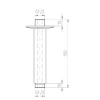 MD0311CMAT Излив для головного душа, круглый 15 см, металл, ЧЕРНЫЙ МАТОВЫЙ — фото 2, Изливы