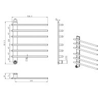 AQM3116BG Полотенцесушитель электрический 520*624 c терморегуляторм, цвет: золото шлифованное. — фото 3, Электрические полотенцесушители