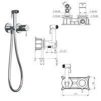 Встраиваемый смеситель с гигиеническим душем на 2 отверстия Atlas Tera розовое золото TESKA арт-T5739 — фото 2, Гигиенические души