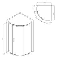 W83UG-315-090MT Like Solo Slide Стекла для душ. ограждения 90x90x200, стекло прозрачное, проф мат гл — фото 4, Душевые кабины и ограждения