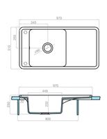 Мойка для кухни Беллис 97 970x510x250 мм, прямоуг., кофе 1A725132BS280 — фото 14, Кухонные мойки