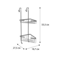 Полка для душевой кабины угловая Fixsen двухэтажная черная латунь арт-FX-853B-2 — фото 3, Полки для ванной и душа