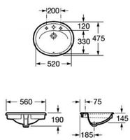 ADORA Встраиваемая раковина 56 см., ROCA арт-7327203000 — фото 3, Раковины встраиваемые сверху